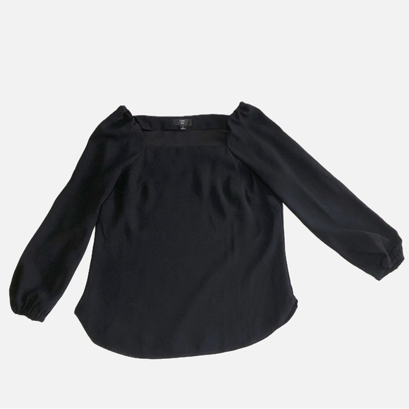 Jcrew 365 Square Neck  Black Long Sleeve Top Size 2 Minimalist Modest - Picture 2 of 9